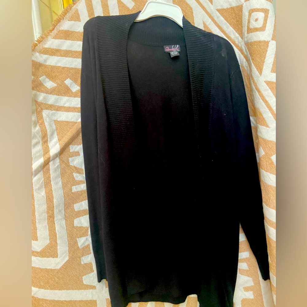 Black Long Classic Cardigan Open Front